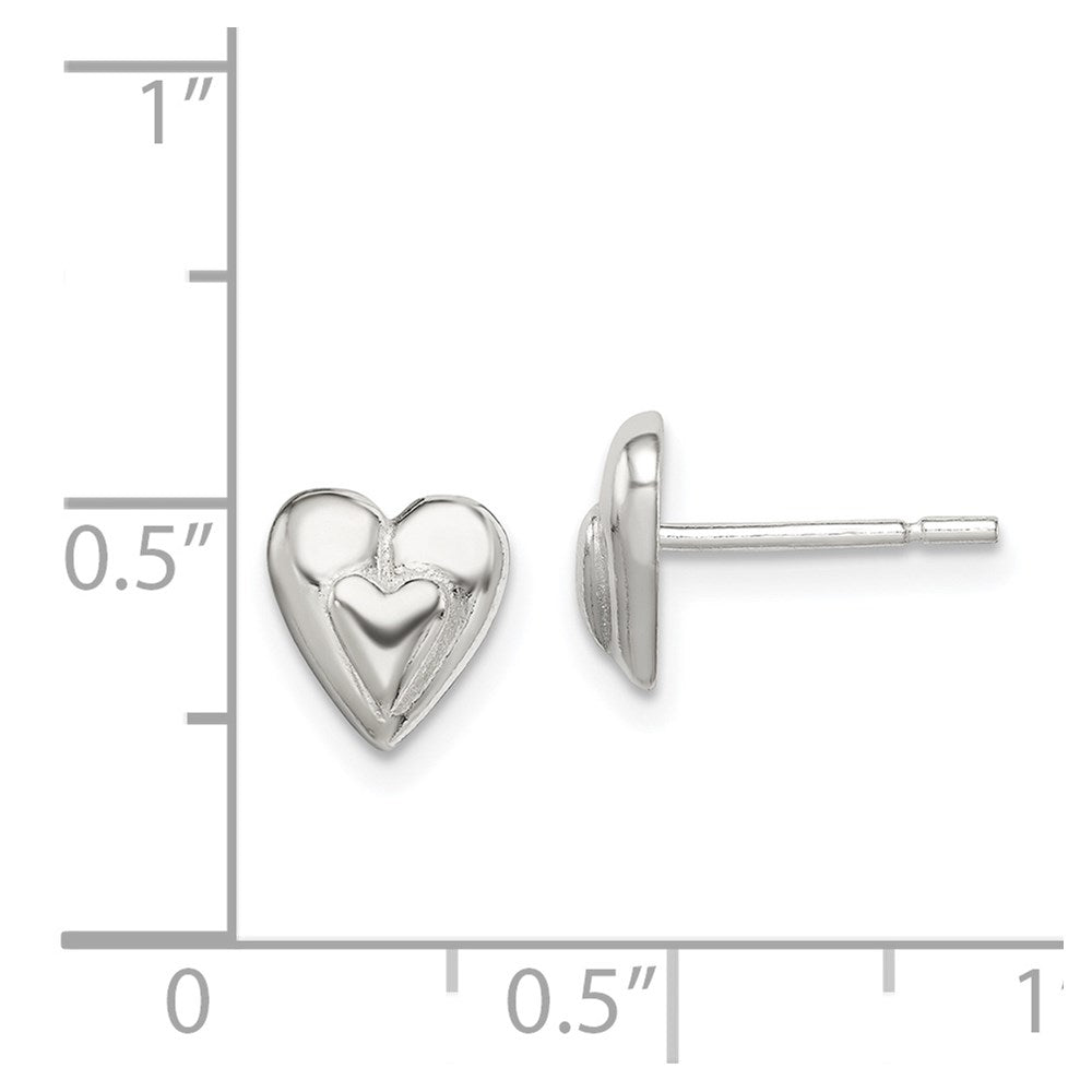 Sterling Silver Polished Heart Post Earrings