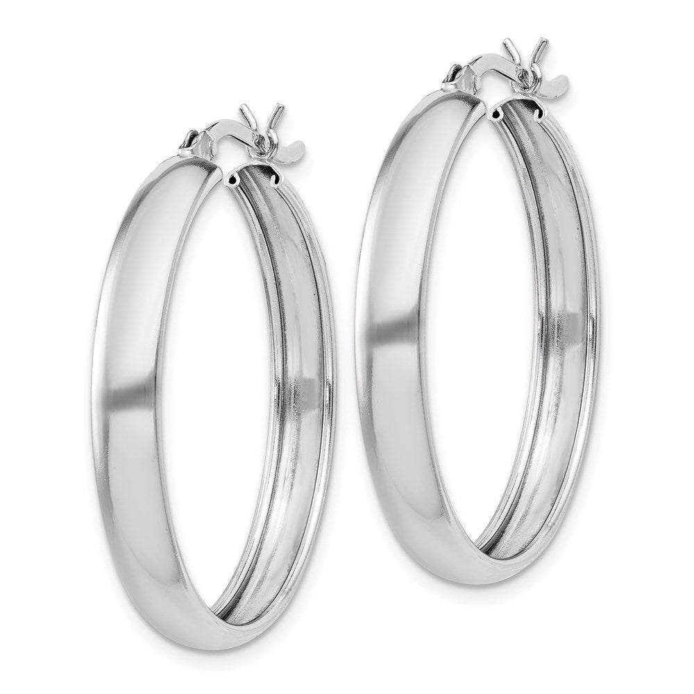 Sterling Silver Rhodium-plated 4mm x 30 Hoop Earrings