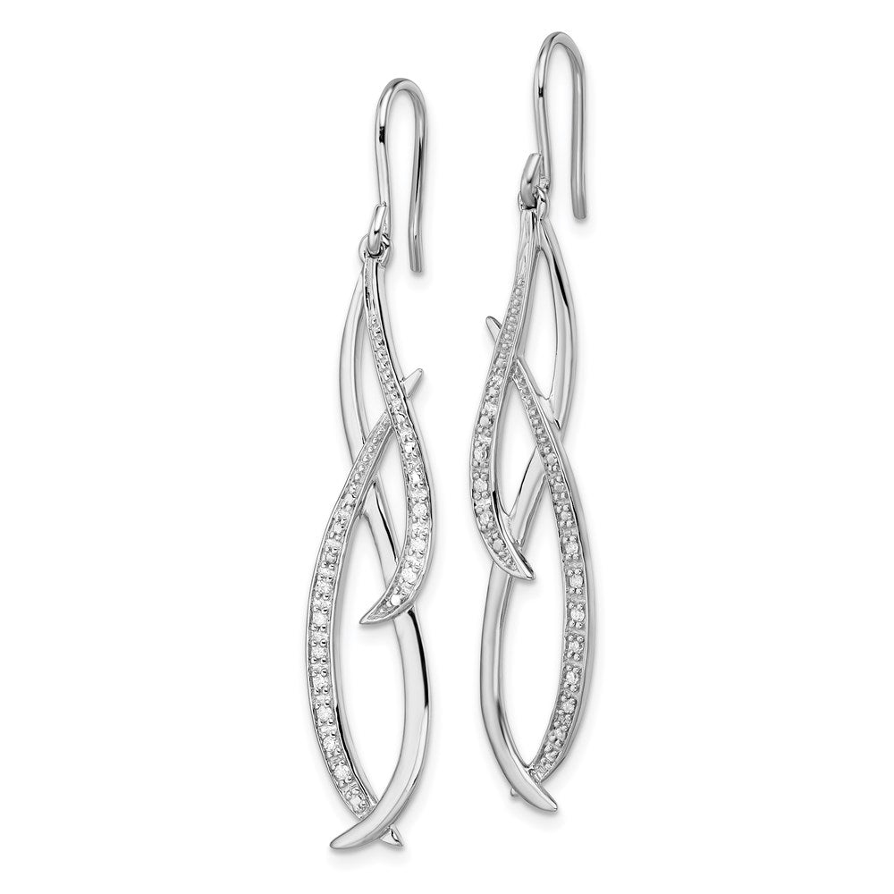 Sterling Silver Rhodium Diam. Dangle Earrings