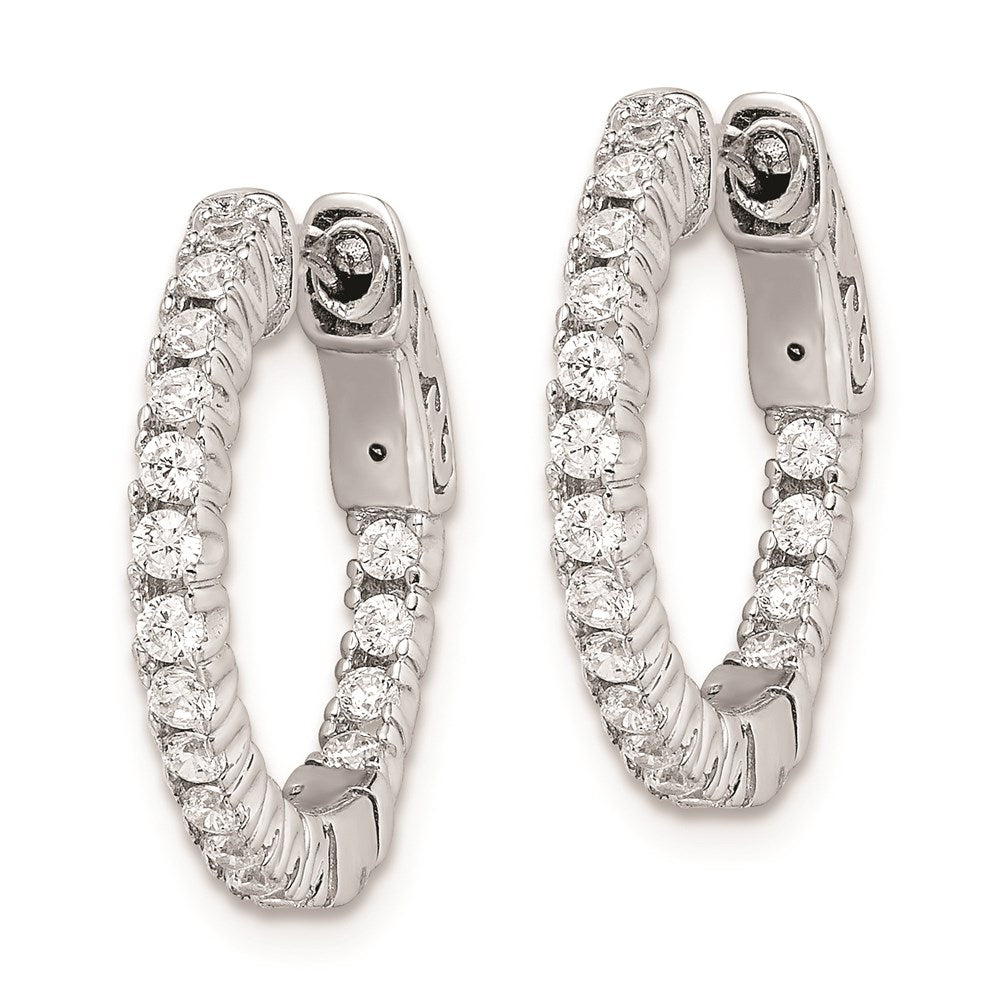 Sterling Shimmer Sterling Silver Rhodium-plated 34 Stone 1.7mm CZ In and Out Round Hinged Hoop Earrings