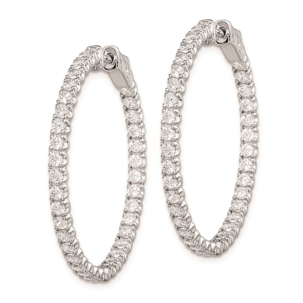 Sterling Shimmer Sterling Silver Rhodium-plated 72 Stone 2.1mm CZ In and Out Round Hinged Hoop Earrings