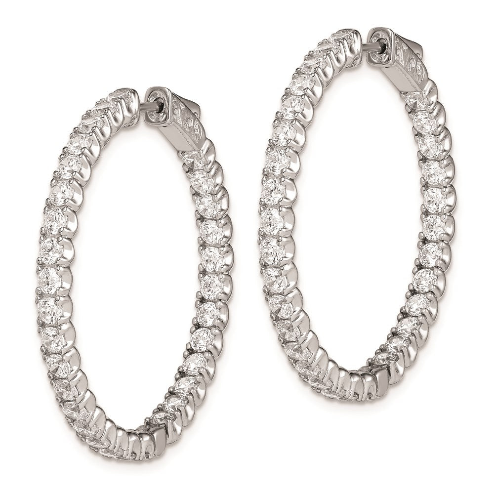 Sterling Shimmer Sterling Silver Rhodium-plated 62 Stone 2.5mm CZ In and Out Round Hinged Hoop Earrings
