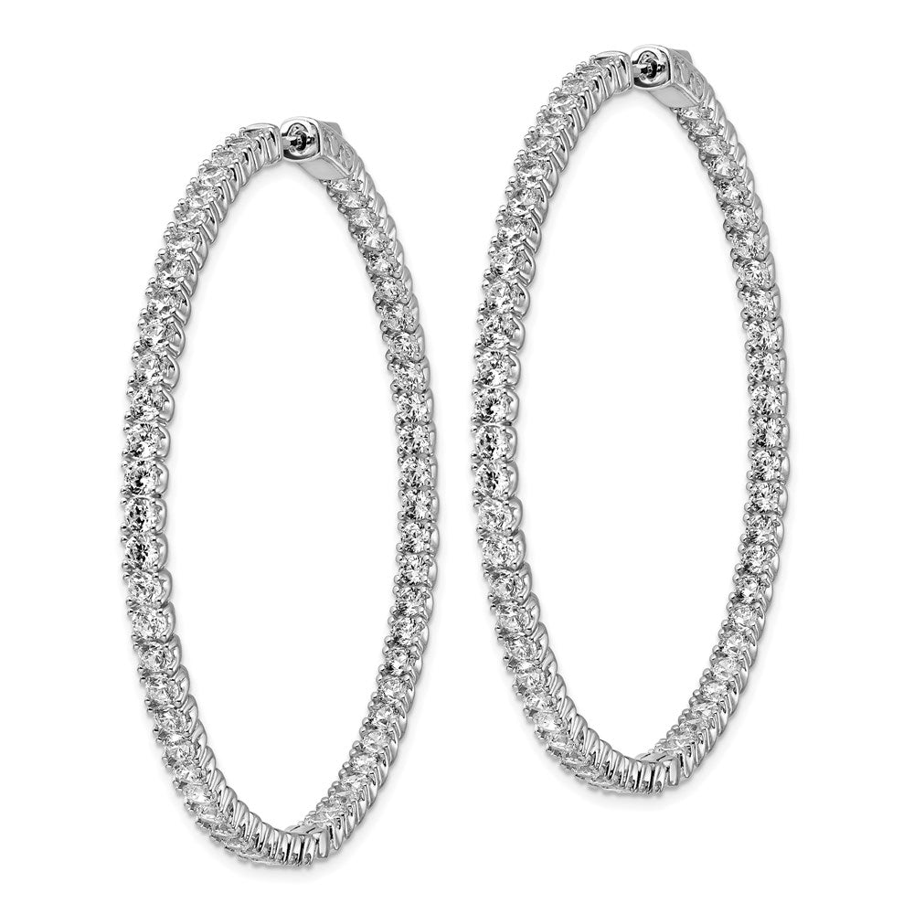 Sterling Shimmer Sterling Silver Rhodium-plated 114 Stone 2.5mm CZ In and Out Round Hinged Hoop Earrings