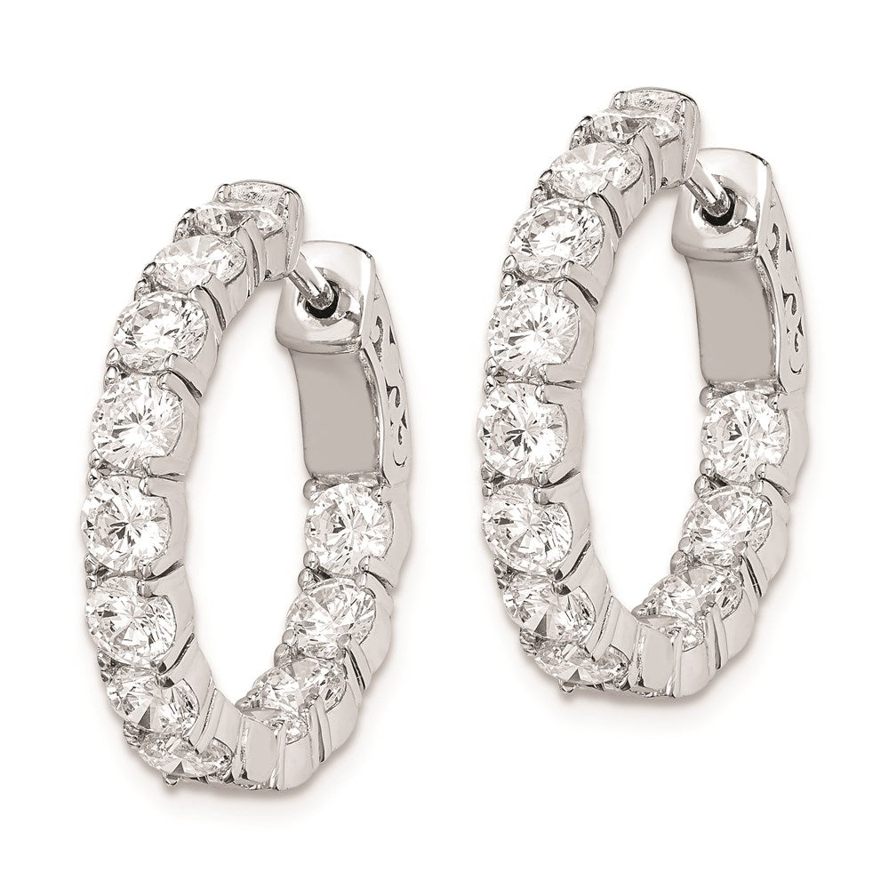 Sterling Shimmer Sterling Silver Rhodium-plated 24 Stone 3.5mm CZ In and Out Round Hinged Hoop Earrings