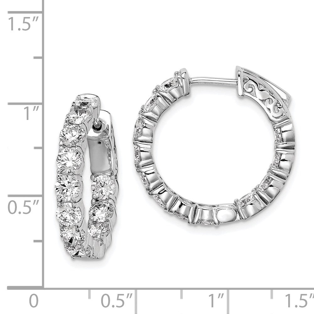 Sterling Shimmer Sterling Silver Rhodium-plated 24 Stone 3.5mm CZ In and Out Round Hinged Hoop Earrings