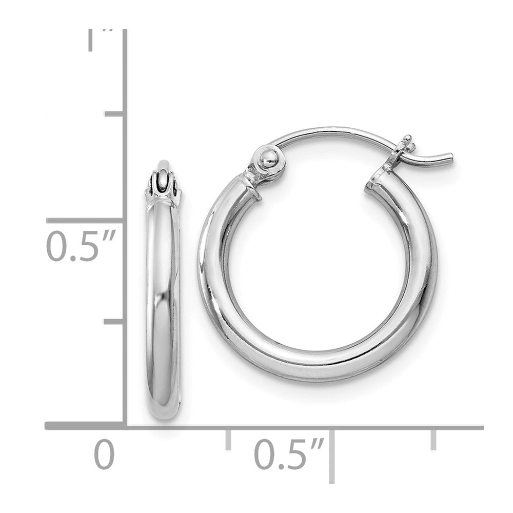Sterling Silver Rhodium-plated 2mm Round Hoop Earrings