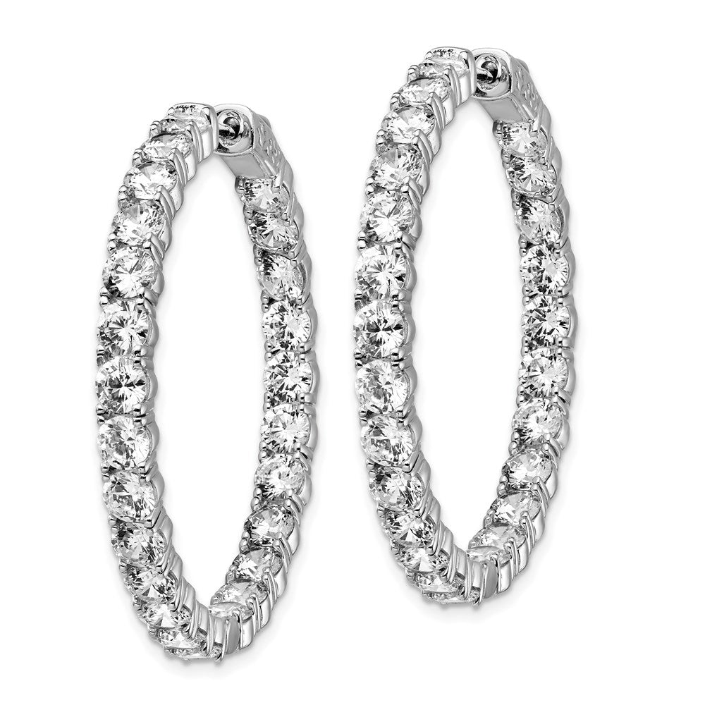 Sterling Shimmer Sterling Silver Rhodium-plated 50 Stone 3.75mm CZ In and Out Round Hinged Hoop Earrings