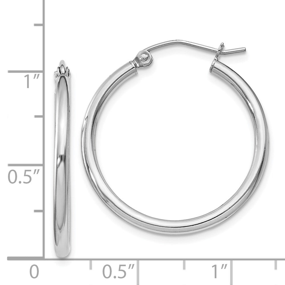 Sterling Silver Rhodium-plated 2mm Round Hoop Earrings