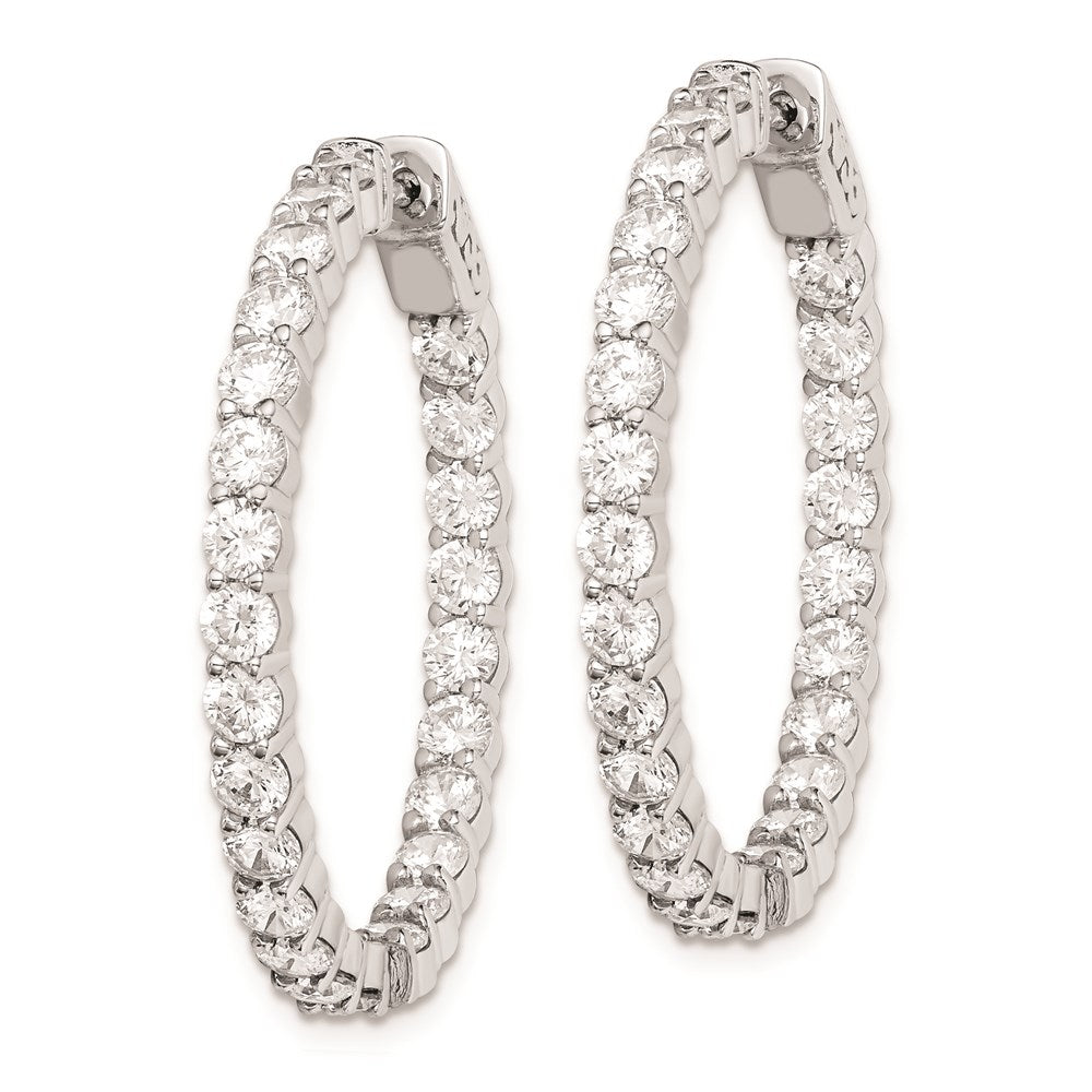Sterling Shimmer Sterling Silver Rhodium-plated 50 Stone 3mm CZ In and Out Round Hinged Hoop Earrings