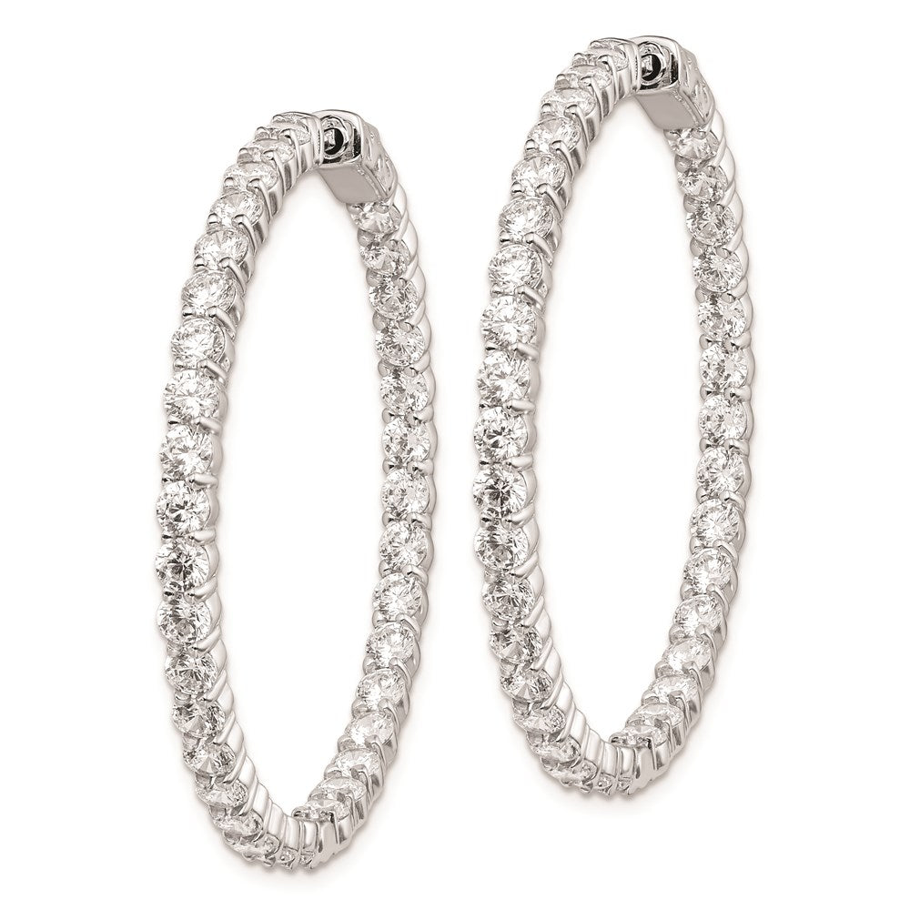 Sterling Shimmer Sterling Silver Rhodium-plated 70 Stone 3mm CZ In and Out Round Hinged Hoop Earrings