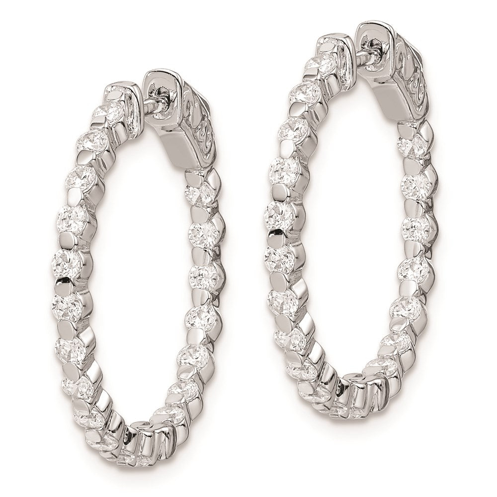 Sterling Shimmer Sterling Silver Rhodium-plated 38 Stone 2mm CZ In and Out Round Hinged Hoop Earrings