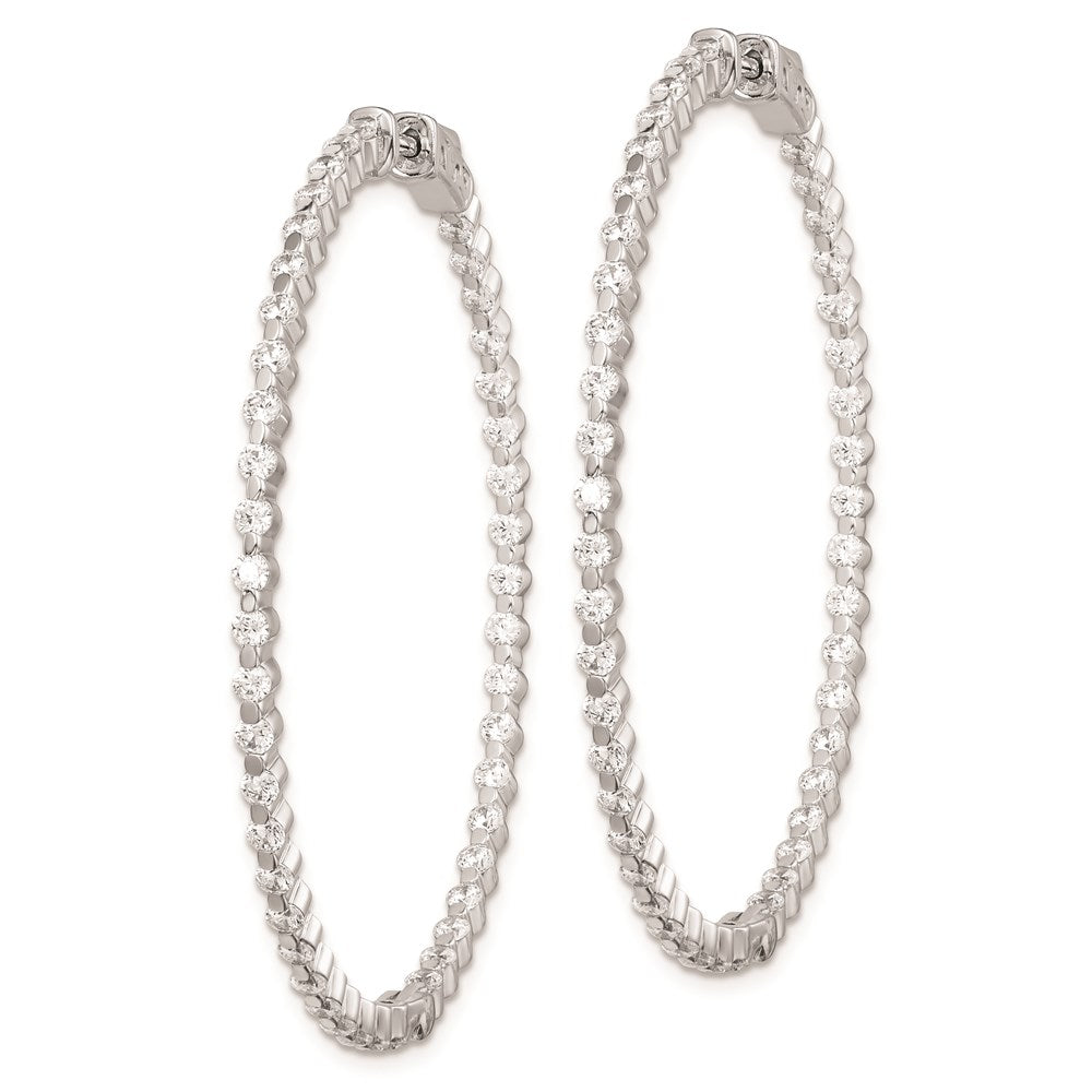 Sterling Shimmer Sterling Silver Rhodium-plated 90 Stone 2mm CZ In and Out Round Hinged Hoop Earrings