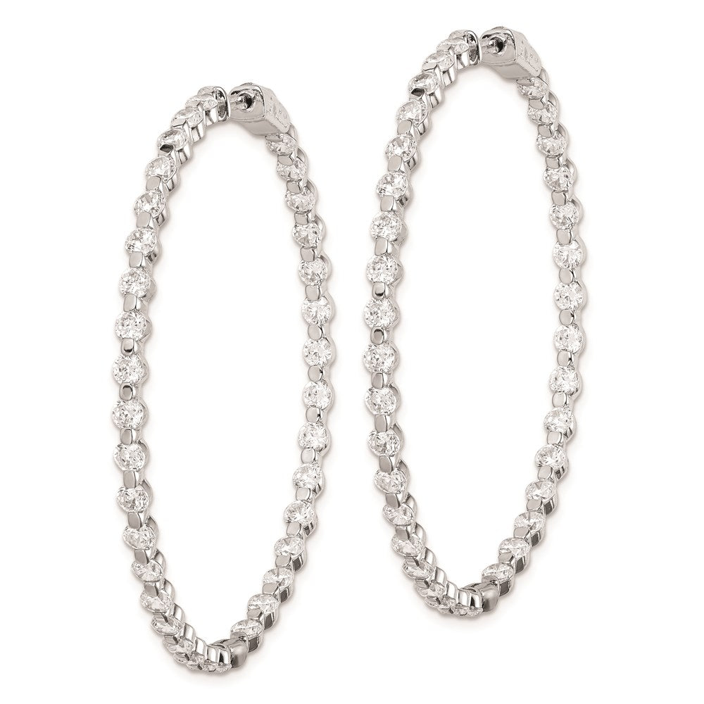 Sterling Shimmer Sterling Silver Rhodium-plated 78 Stone 2.75mm CZ In and Out Round Hinged Hoop Earrings