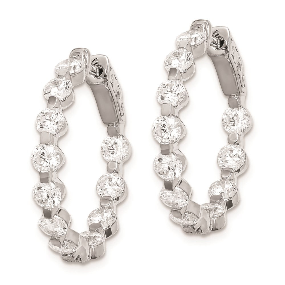 Sterling Shimmer Sterling Silver Rhodium-plated 22 Stone 3.5mm CZ In and Out Round Hinged Hoop Earrings