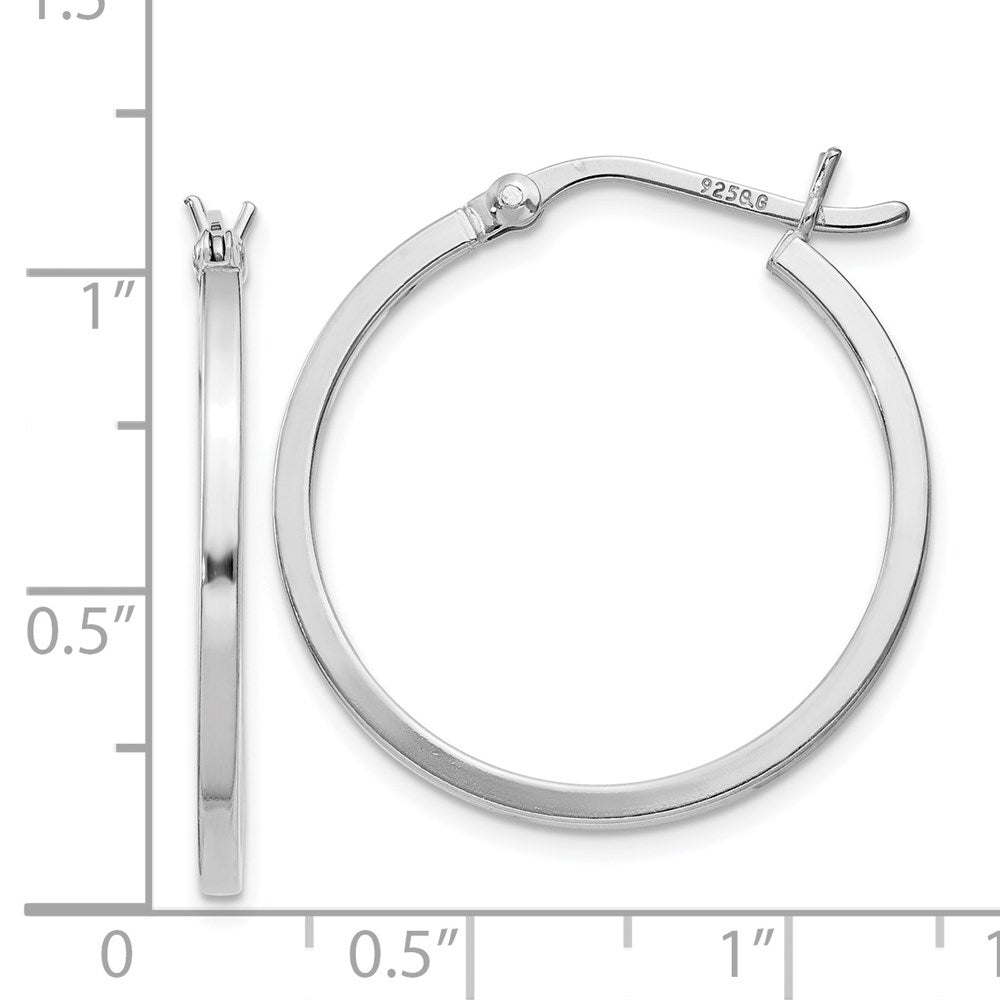 Sterling Silver Rhodium-plated 1.5x25mm Hoop Earrings