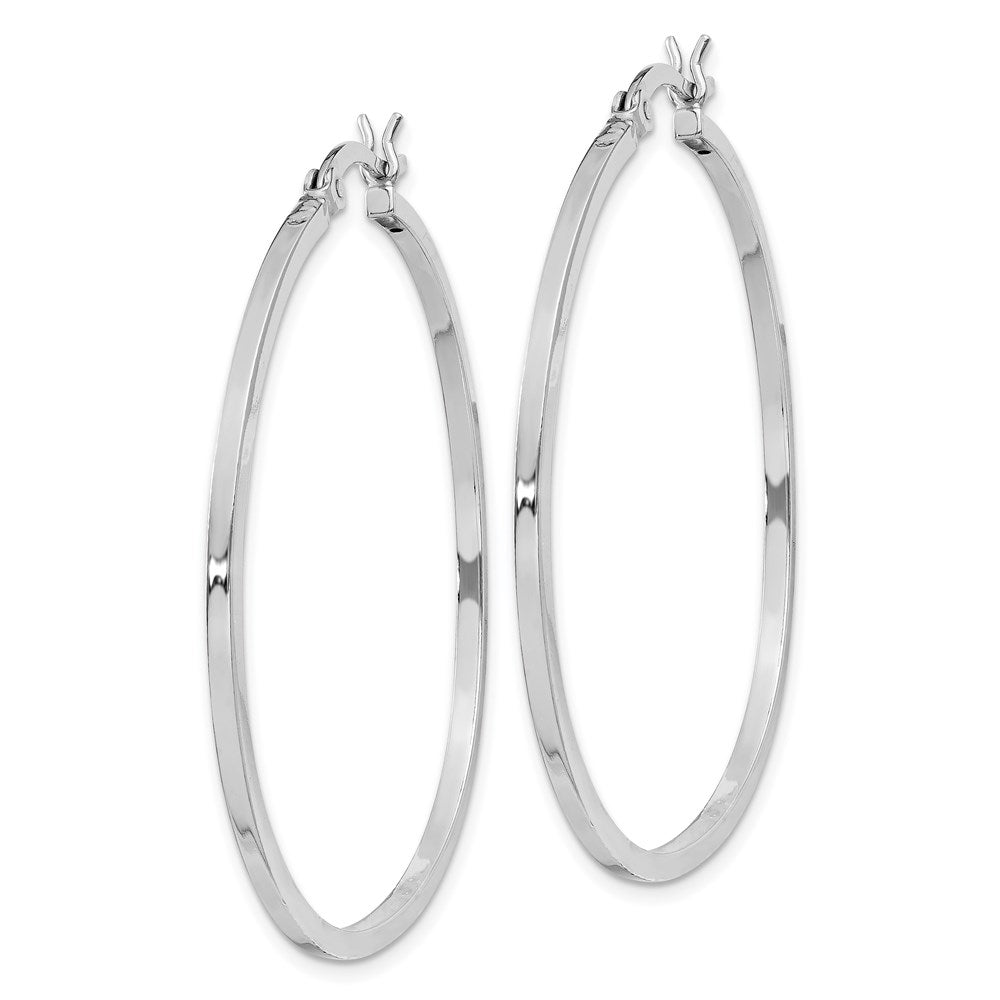 Sterling Silver Rhodium-plated 1.5x40mm Hoop Earrings