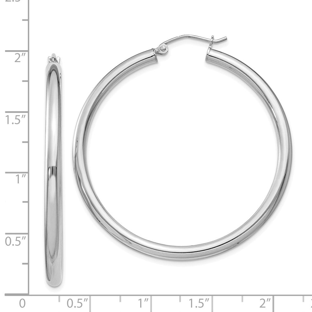 Sterling Silver Rhodium-plated 3mm Round Hoop Earrings