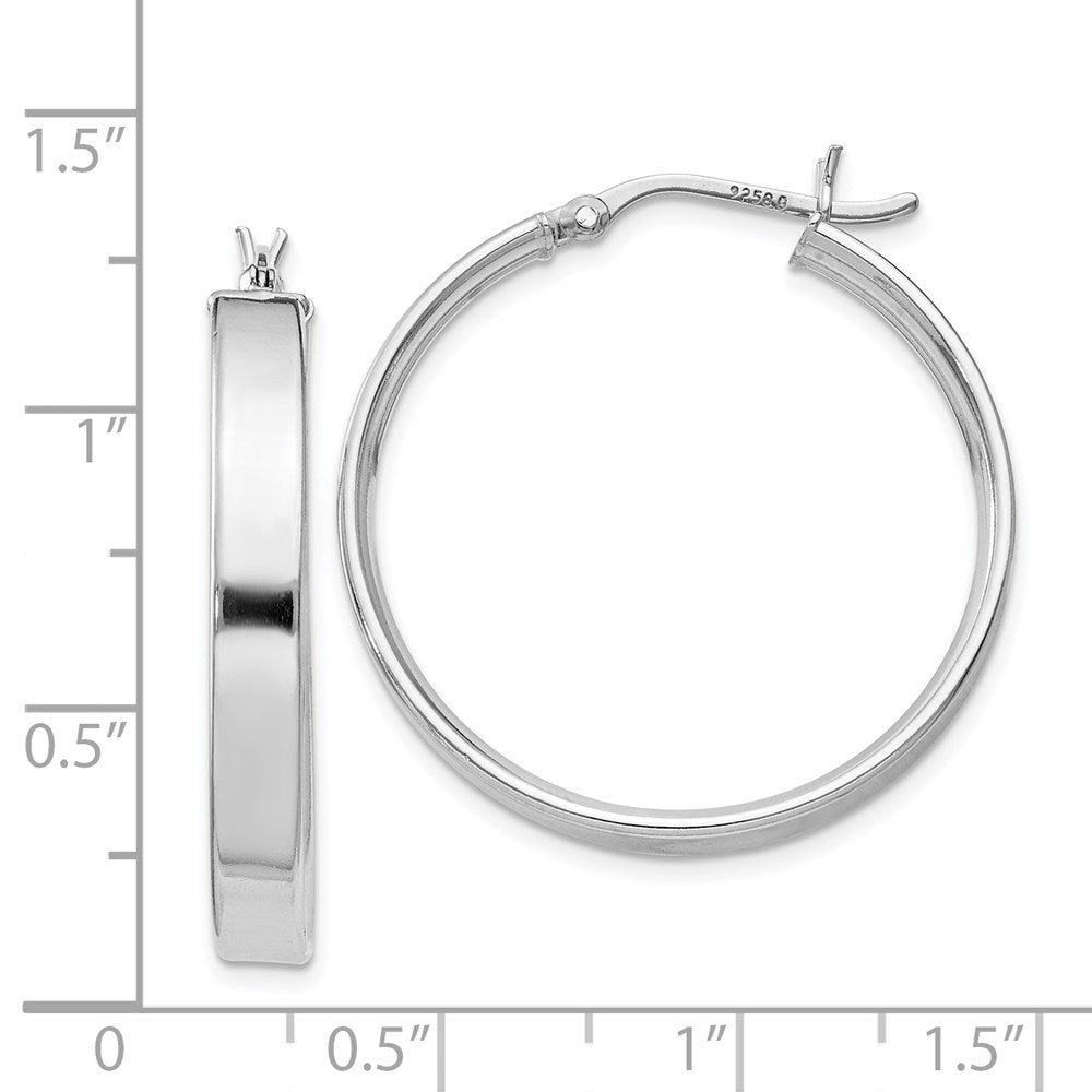 Sterling Silver Rhodium Plated 4.25x30 Hoop Earrings