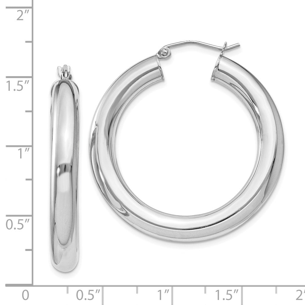 Sterling Silver Rhodium-plated 5mm Round Hoop Earrings