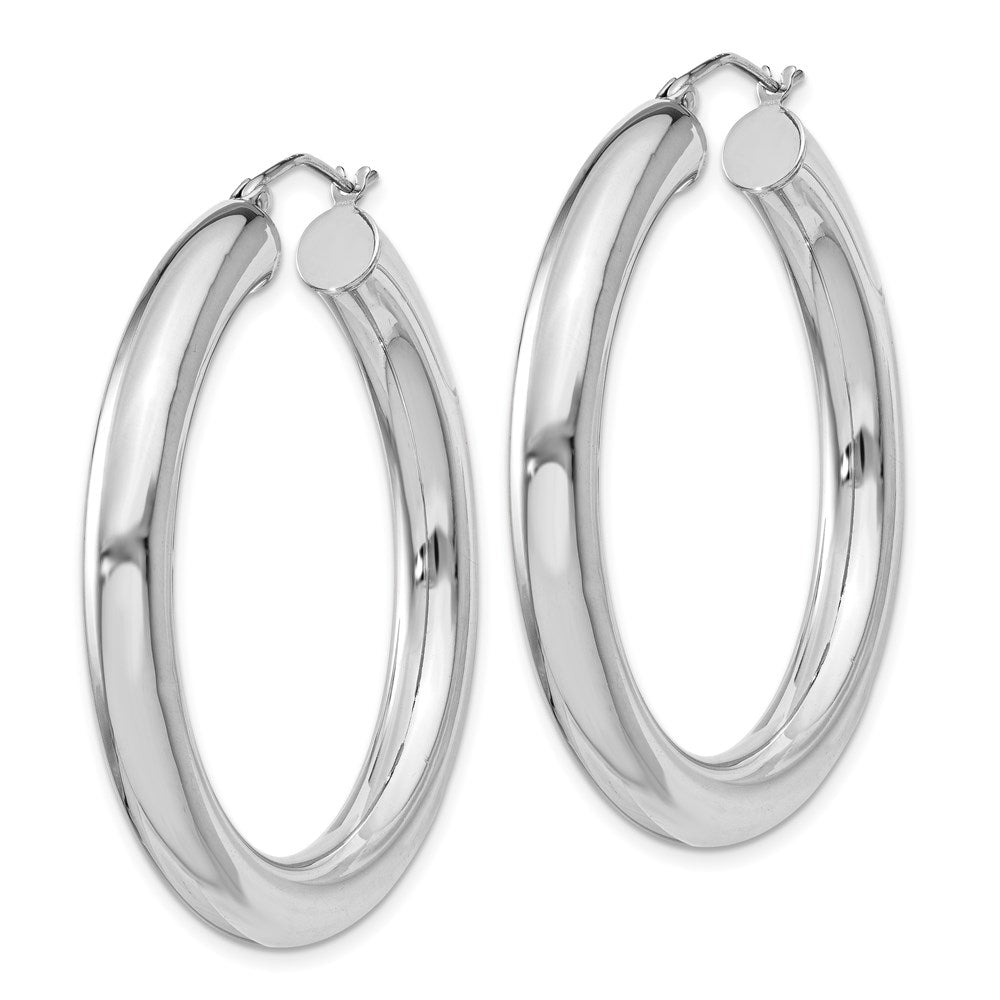 Sterling Silver Rhodium-plated 5mm Round Hoop Earrings