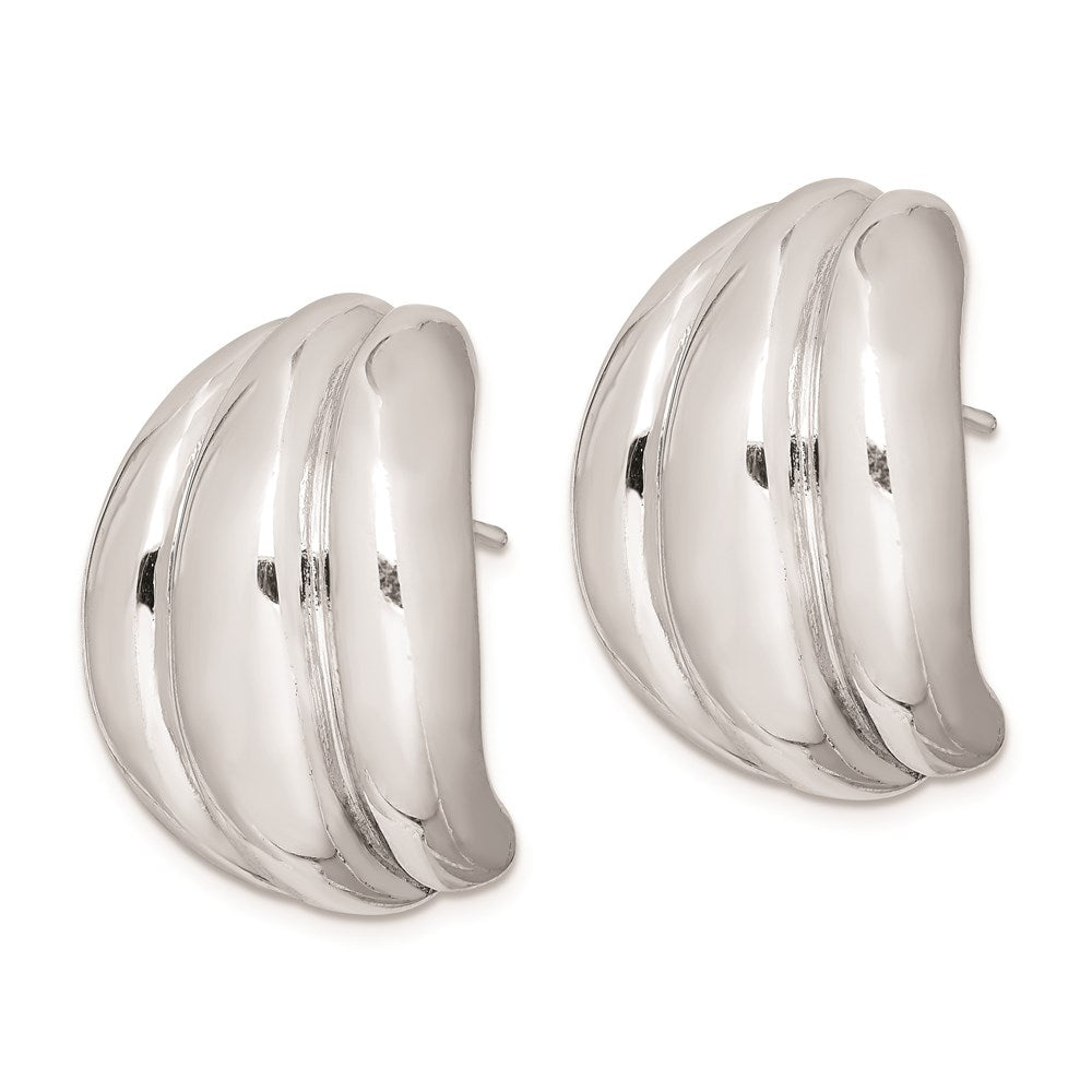 Sterling Silver Polished Rhodium Plated Hollow Post Earrings