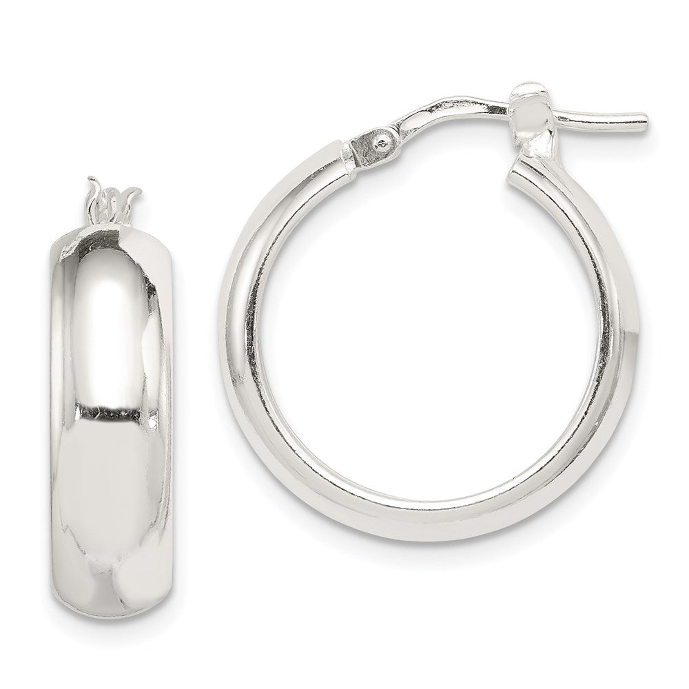 Sterling Silver Polished 6mm Round Hoop Earrings