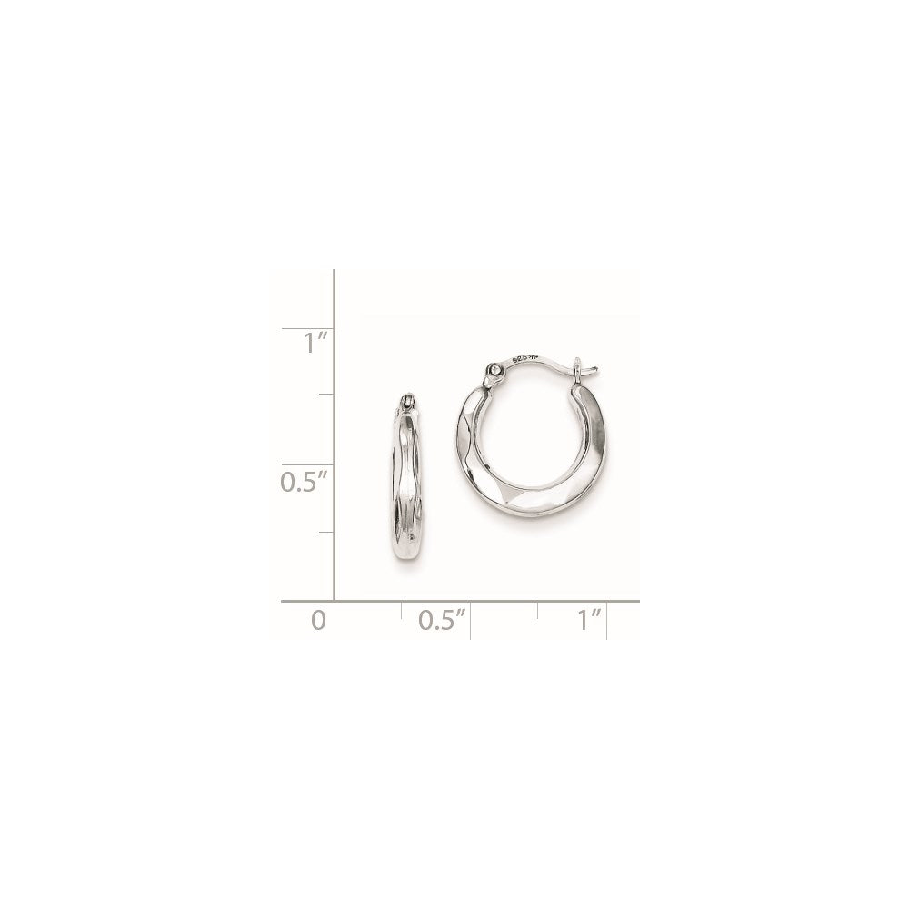 Sterling Silver Rhodium Plated Hollow Hoop Earrings