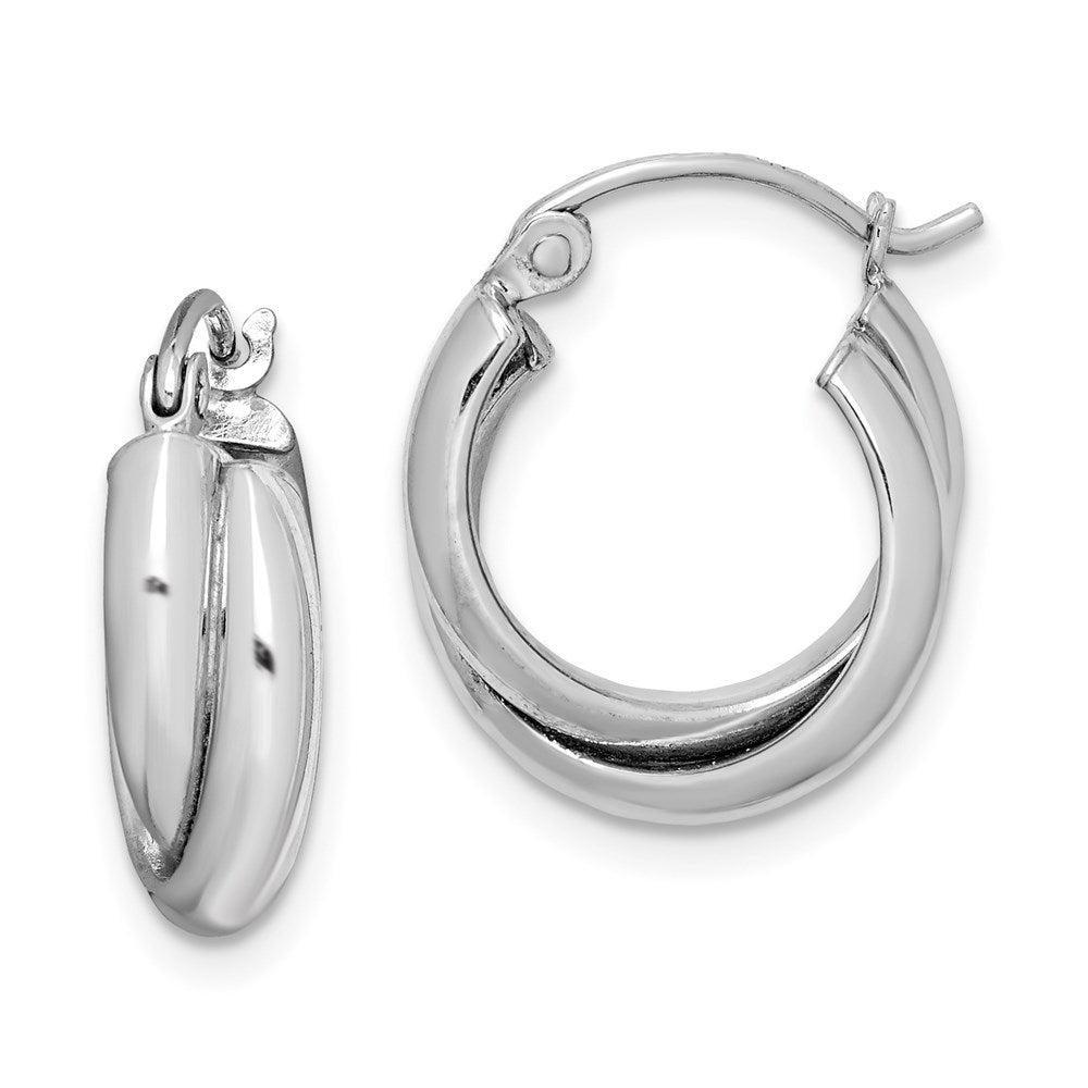 Sterling Silver Rhodium Plated Double Hoop Earrings