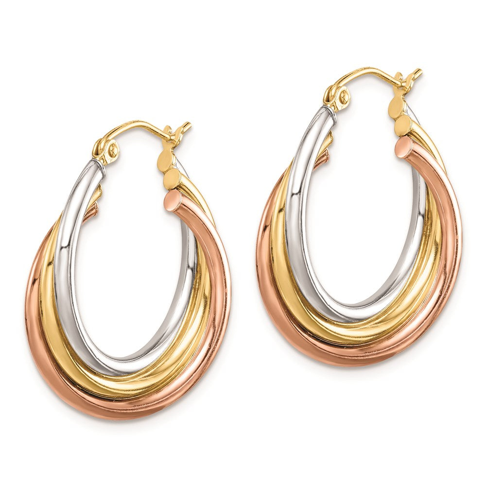 Sterling Silver Rhodium-plated Rose/Yellow Gold-plated Hoop Earrings