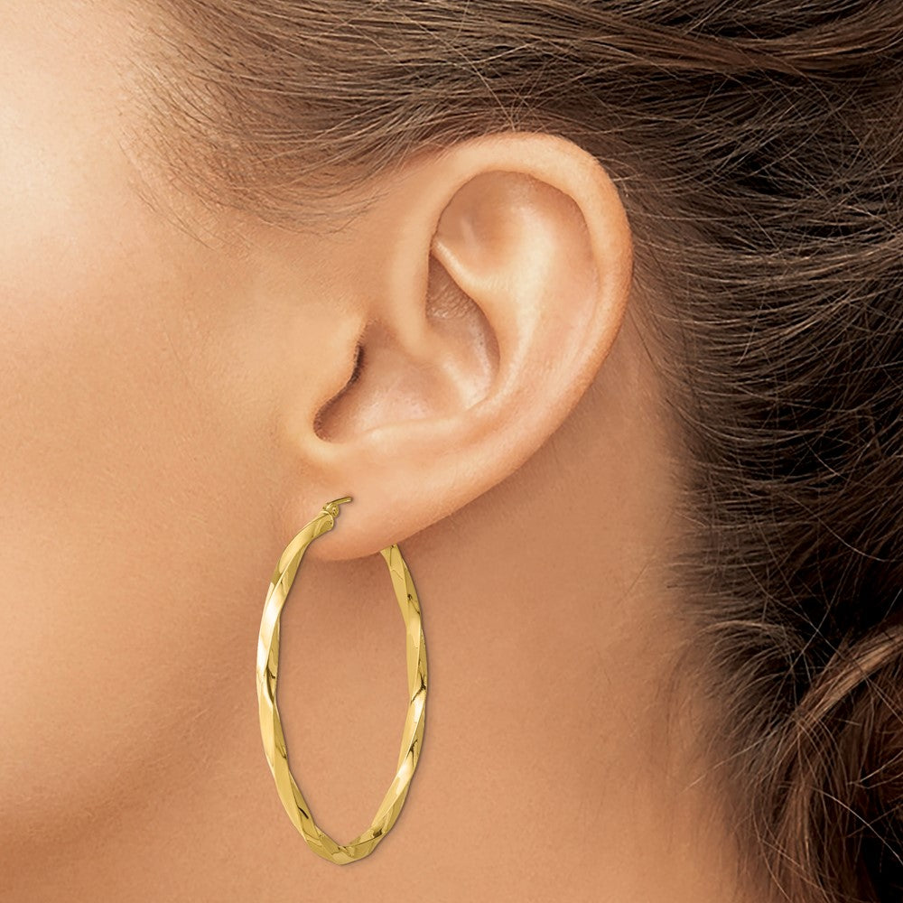 Sterling Silver Gold-plated Twisted 4mm Oval Hoop Earrings
