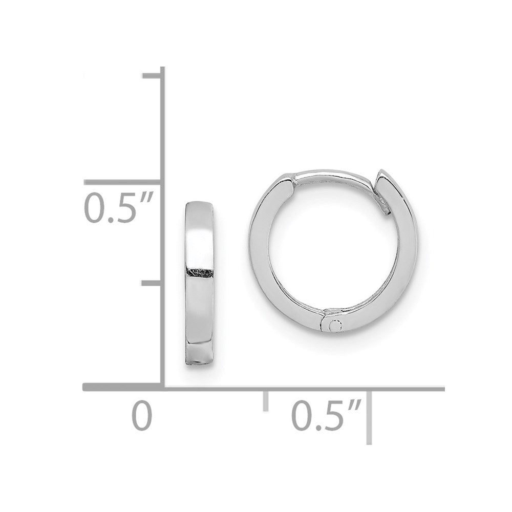 Sterling Silver Rhodium Polished Hinged Hoop Earrings