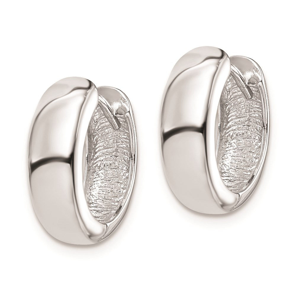 Sterling Silver Rhodium Polished Hinged Hoop Earrings