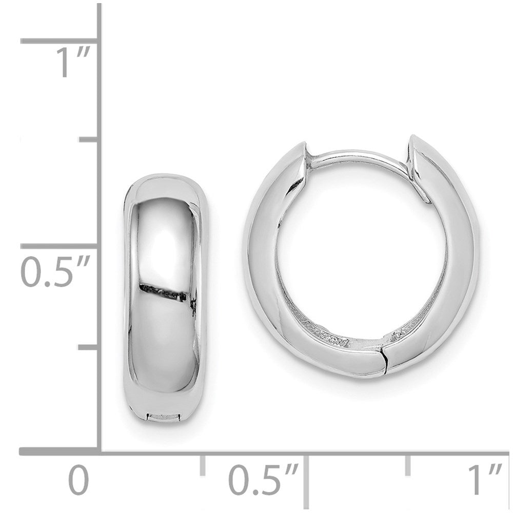 Sterling Silver Rhodium Polished Hinged Hoop Earrings
