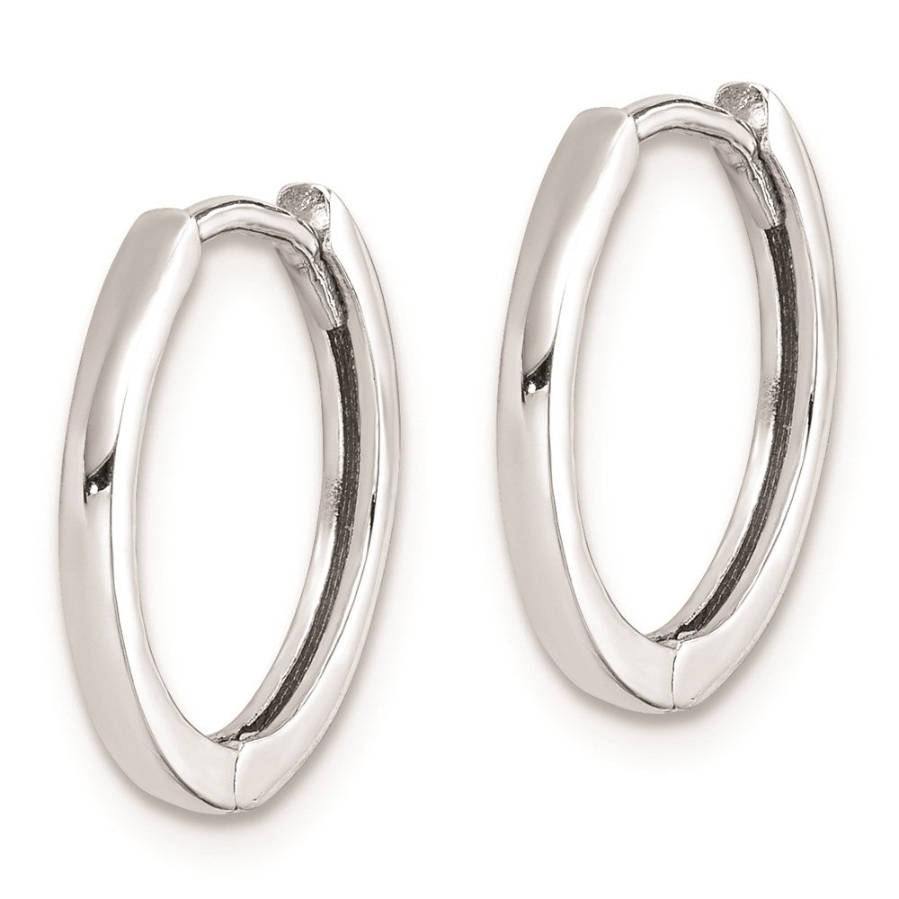 Sterling Silver Rhodium Polished Hinged Hoop Earrings