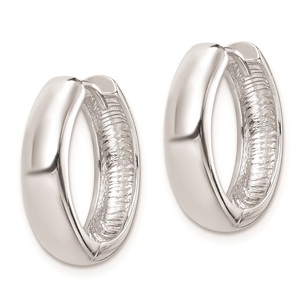 Sterling Silver Rhodium Polished Hinged Hoop Earrings