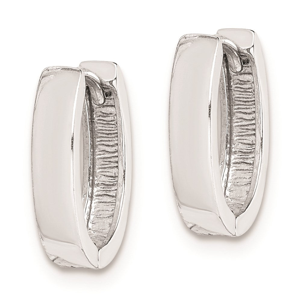 Sterling Silver Rhodium Polished Hinged Hoop Earrings