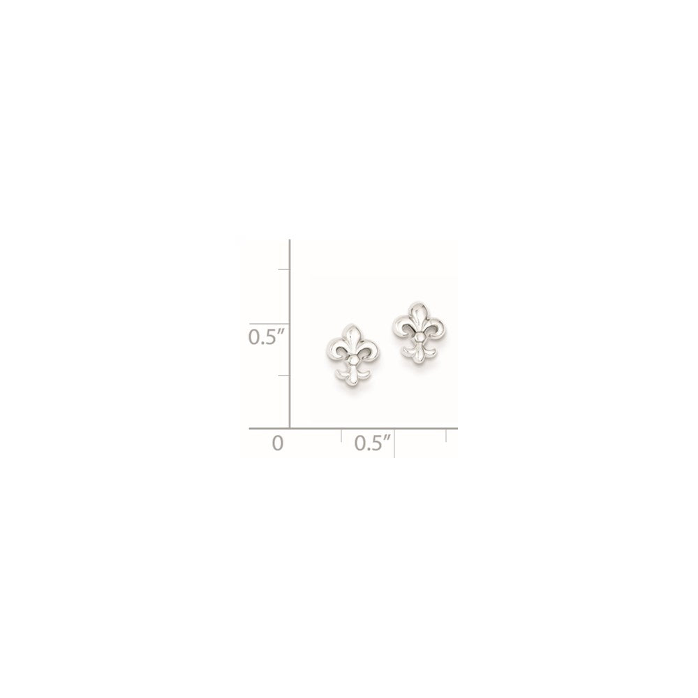 Sterling Silver Rhodium-plated Polished Fleur de Lis Post Earrings