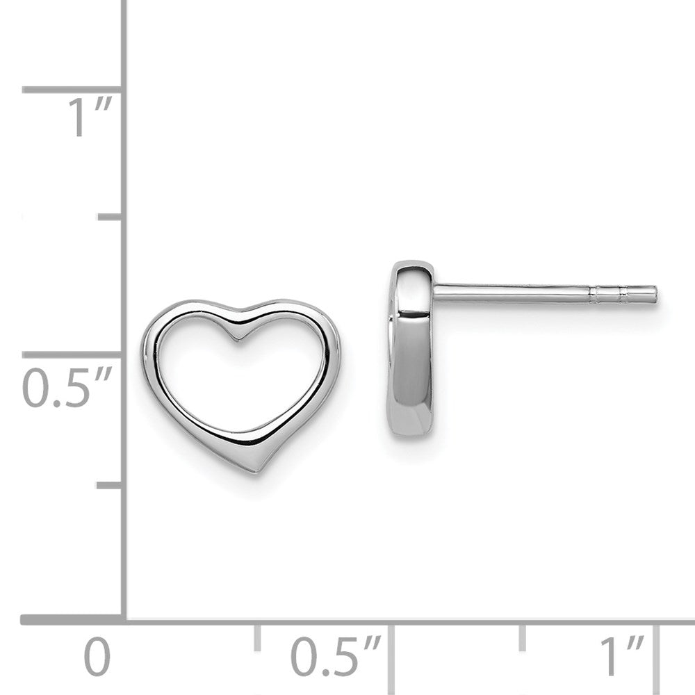 Sterling Silver Rhodium Plated Open Heart Post Earrings