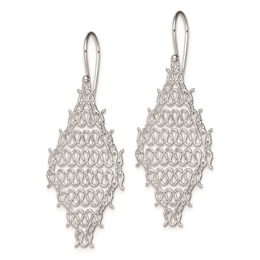 Sterling Silver Rhodium-plated Polished Chain Link Dangle Earrings