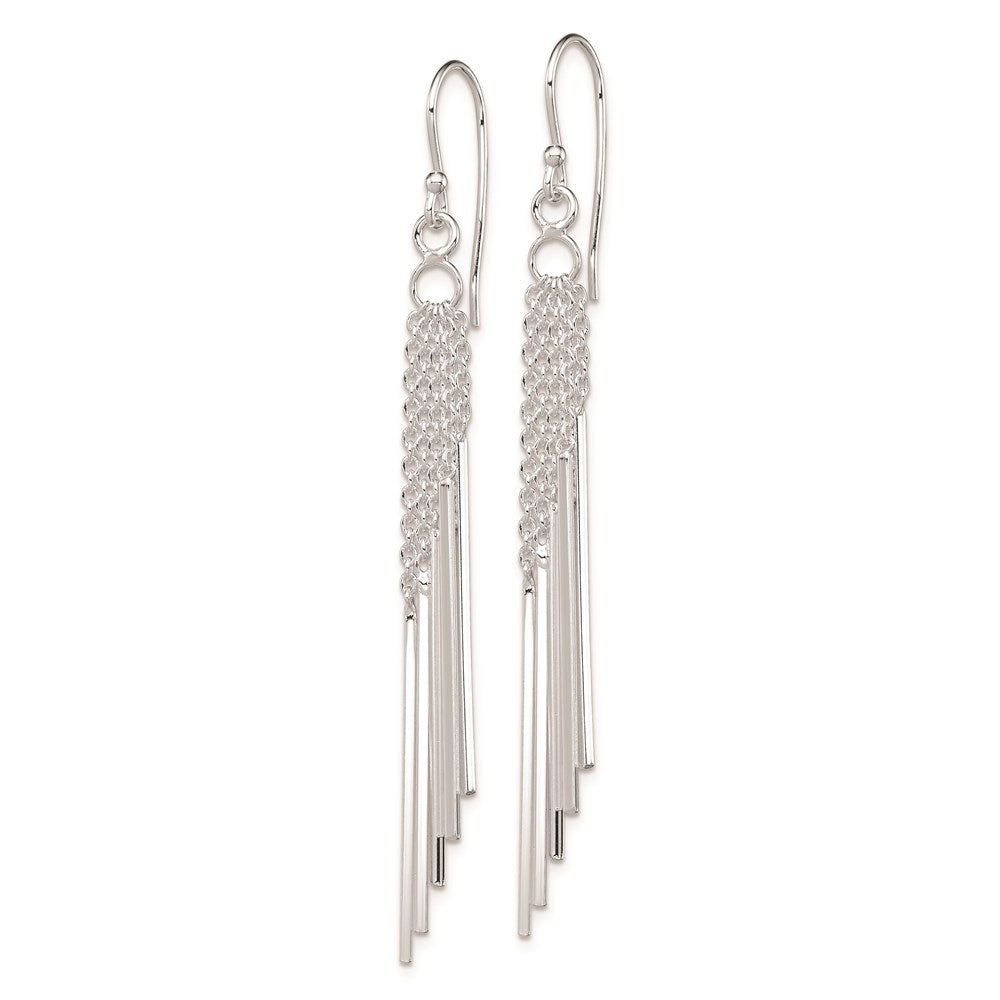 Sterling Silver Rhodium-plated Polished Five Chains & Bars Dangle Earrings