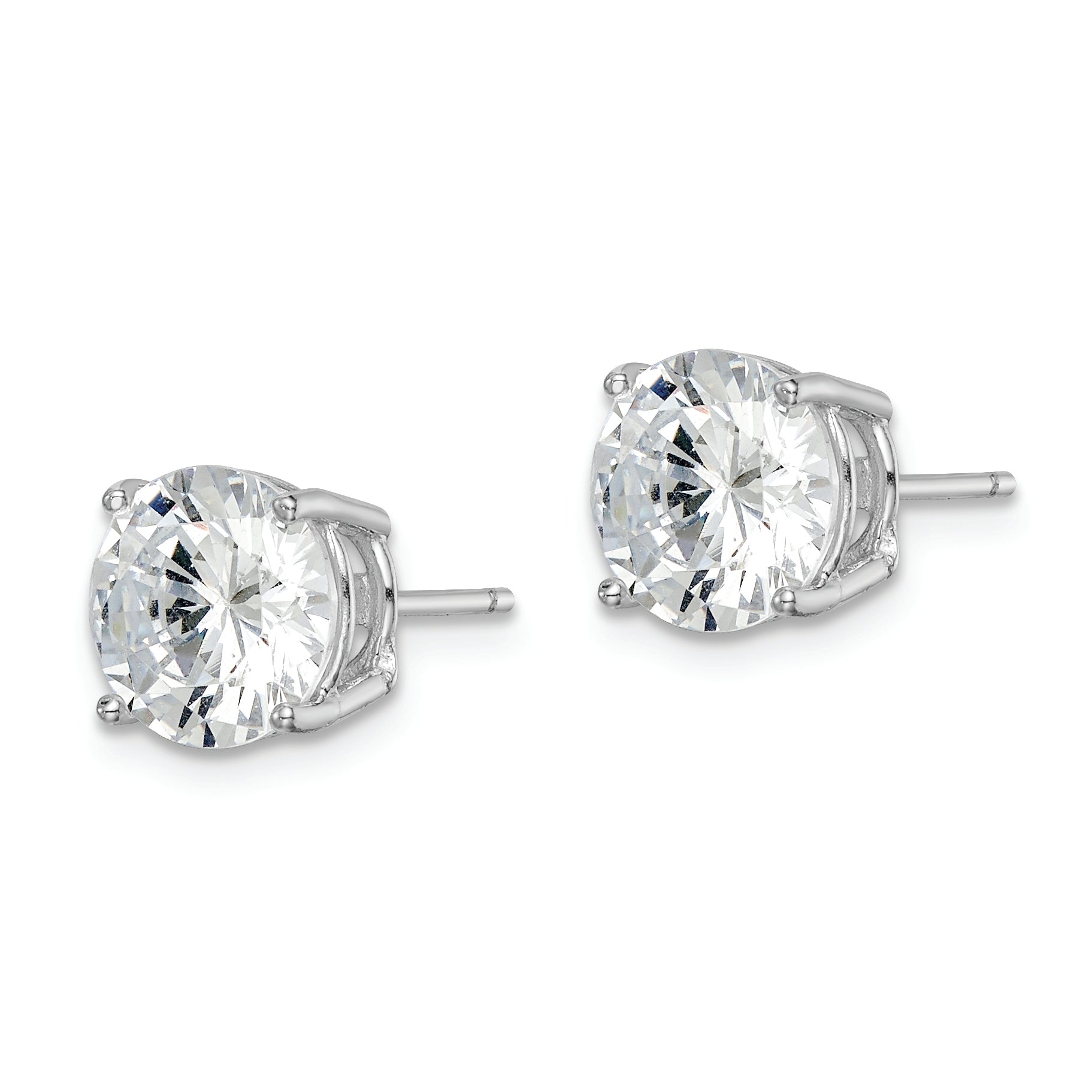 Sterling Silver Rhodium-Plated Round Cz 8Mm Post Earrings Qe9098