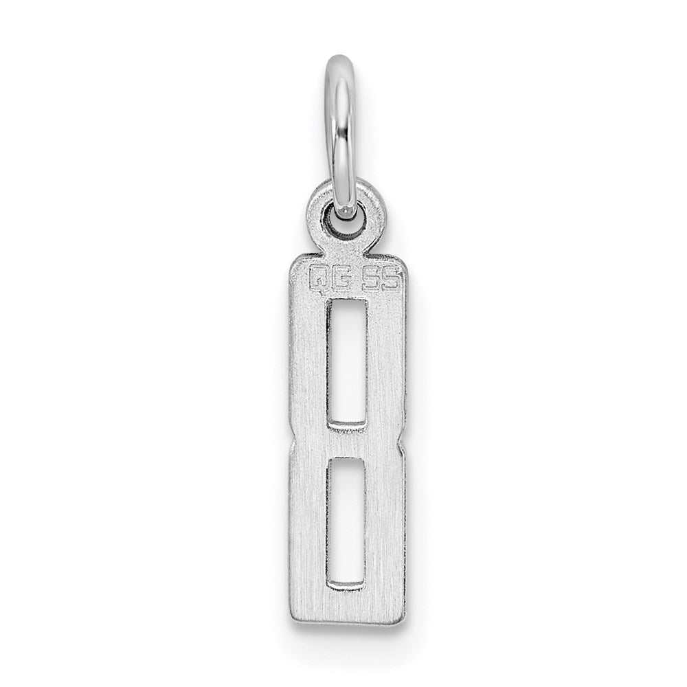 Sterling Silver/Rhodium-plated Elongated Polished Number 8 Charm