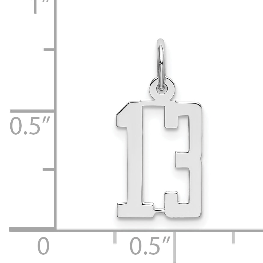 Sterling Silver/Rhodium-plated Elongated Number 13 Charm