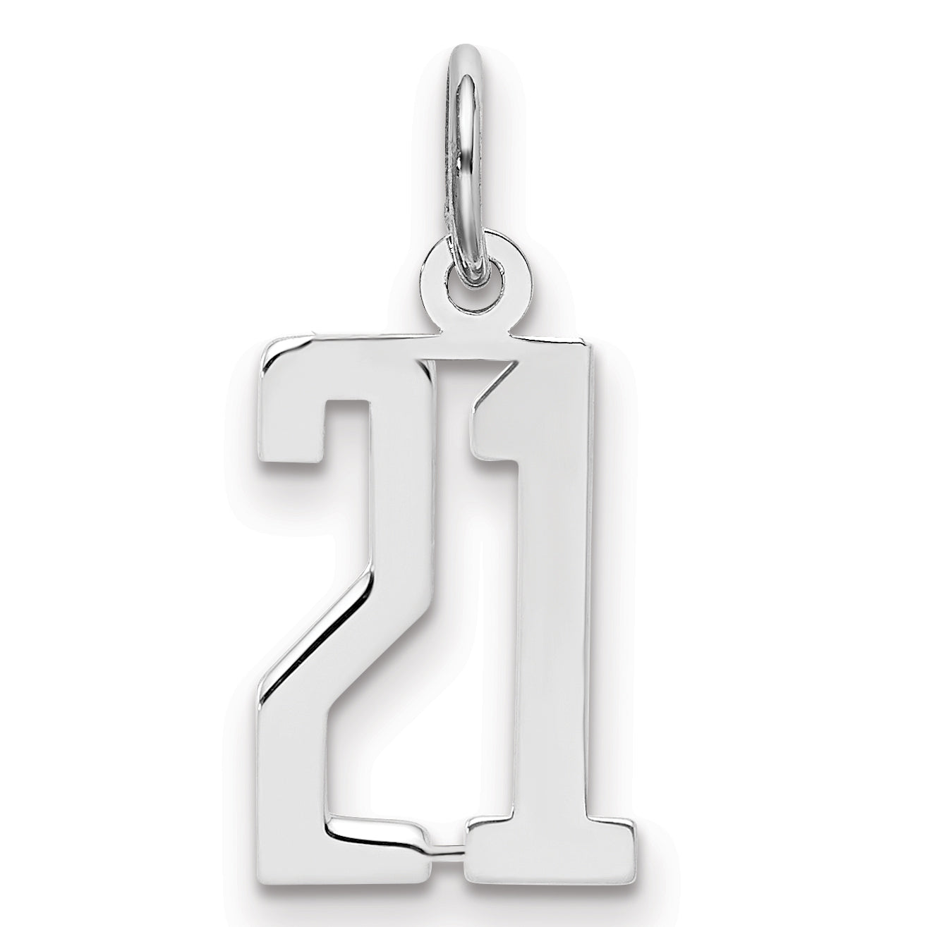 Sterling Silver/Rhodium-plated Elongated Number 21 Charm