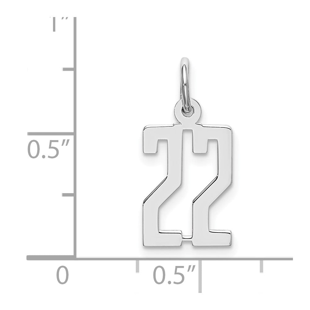 Sterling Silver/Rhodium-plated Elongated Number 22 Charm