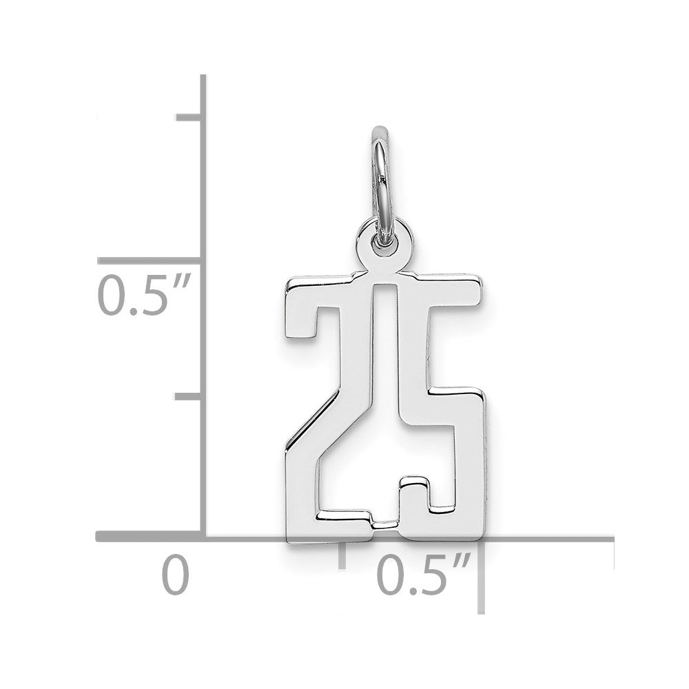 Sterling Silver/Rhodium-plated Elongated Number 25 Charm