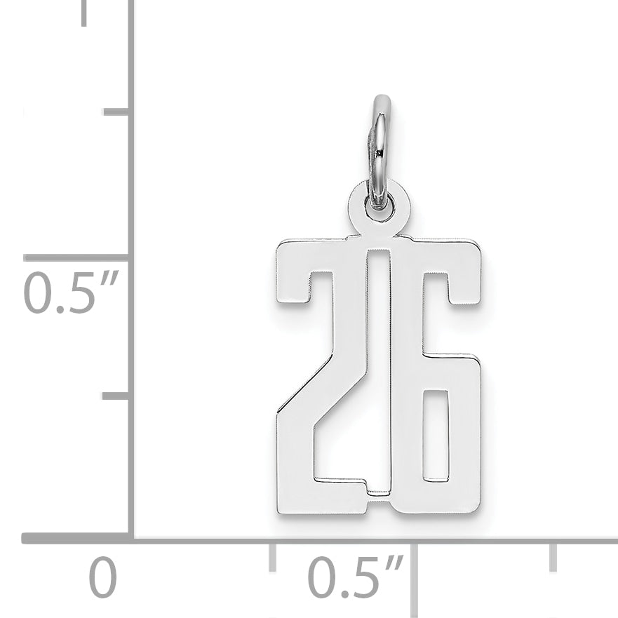 Sterling Silver/Rhodium-plated Elongated Number 26 Charm