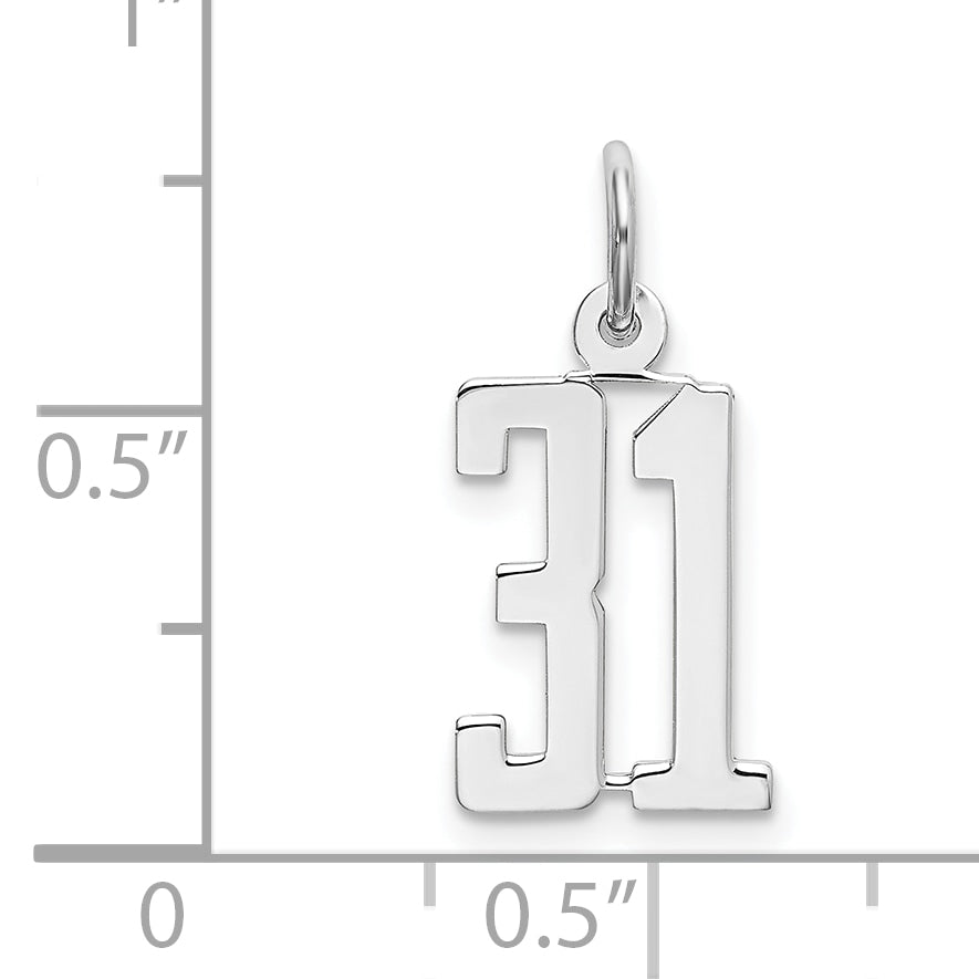 Sterling Silver/Rhodium-plated Elongated Number 31 Charm