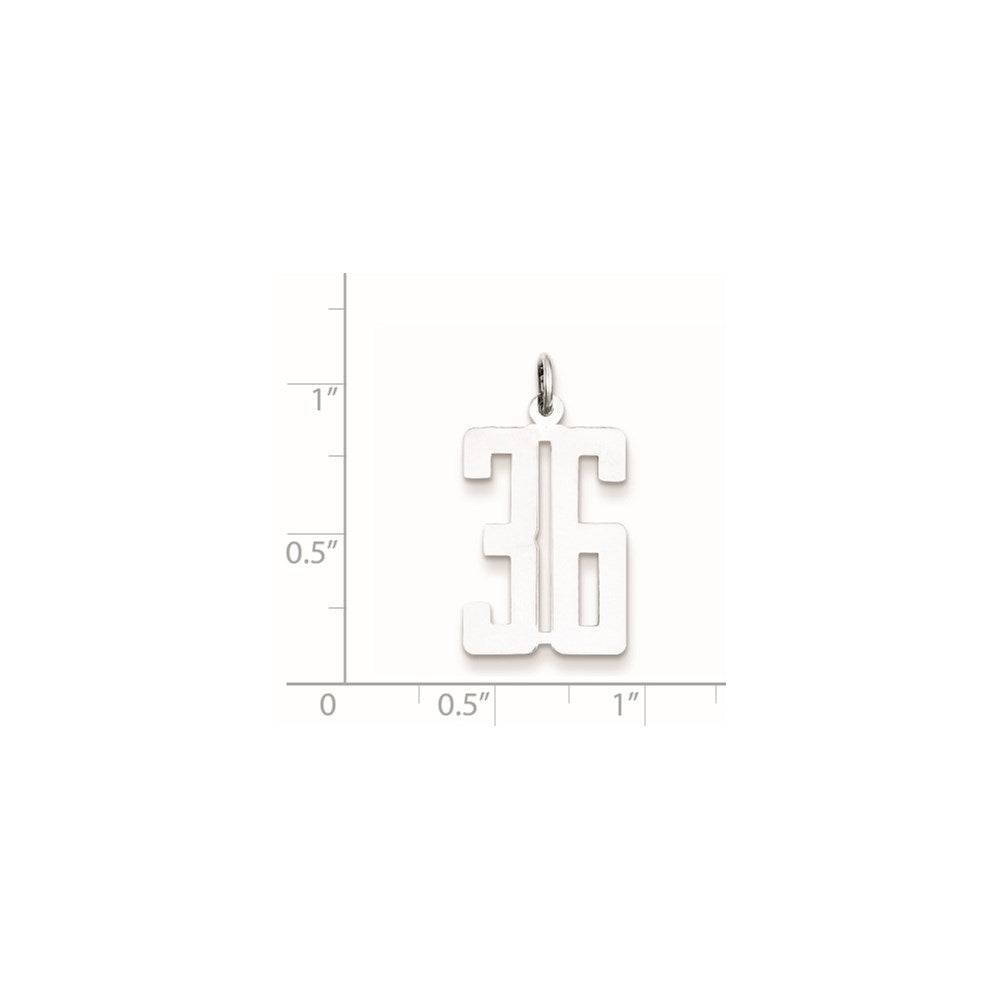 Sterling Silver/Rhodium-plated Elongated Number 36 Charm