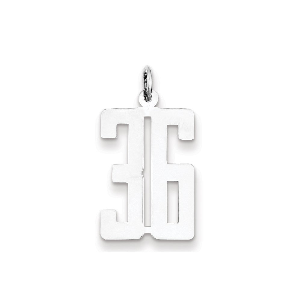 Sterling Silver/Rhodium-plated Elongated Number 36 Charm
